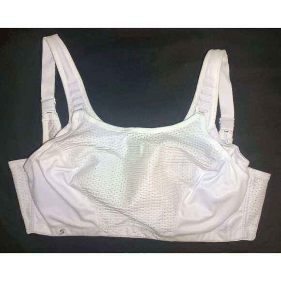 Glamorise Custom Control Wire-free Sports Bra Size 38F White Plus Size Lingerie - Picture 1 of 8